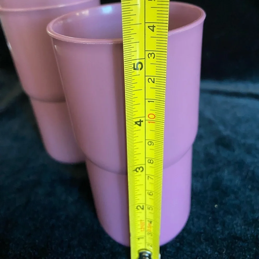 Set of 4 vintage Tupperware Tabletop Stacking Tumblers Set - Pink Rose